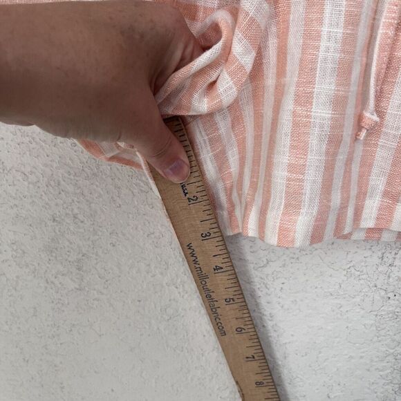 GIANNI BINI Peach Linen Blend Striped Shorts L NEW Drawstring Beachy Pull On - Picture 6 of 9